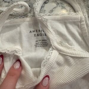 American Eagle Outfitters Women's White Lace Trim Cami